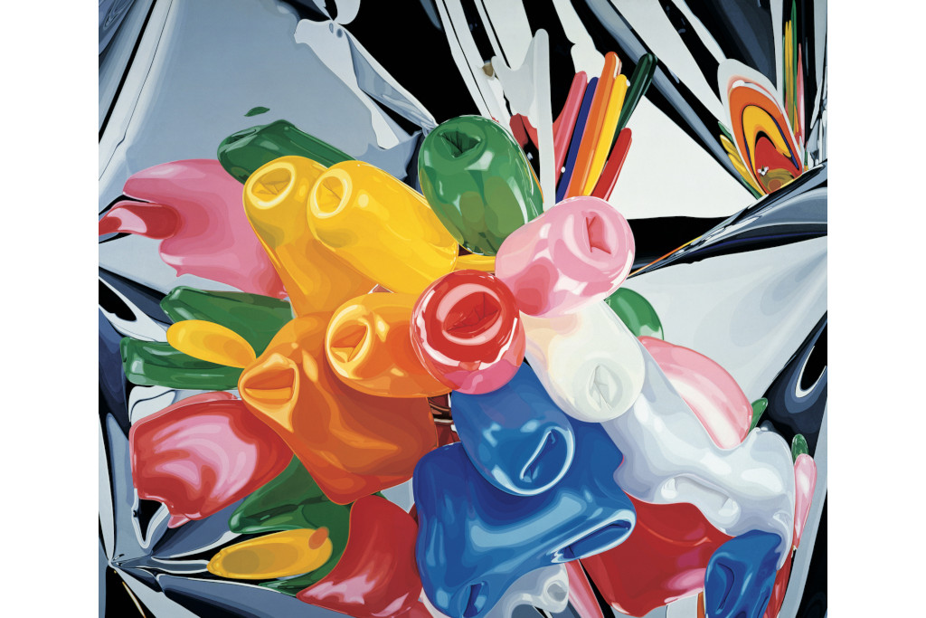 Jeff Koons Shine. Exhibiting Rabbit, the most expensive artwork by