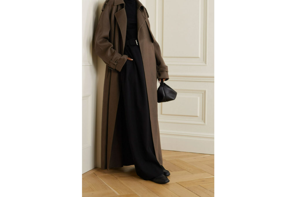 missy belted wool blend trench coat