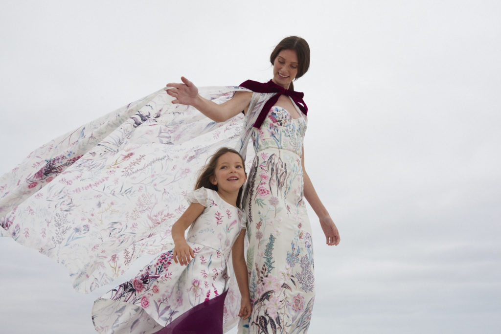 Bridesmaid and flower girl in dresses