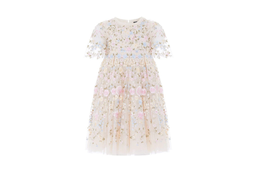 Embroidered floral kids dress