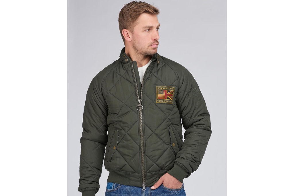 Mens Cotton Green Quilted Bomber Jacket - Jacketpop