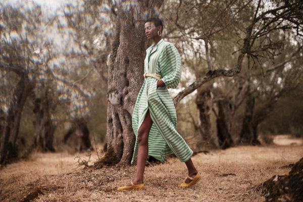 The Amalfi Stripe Silk Shirtdress with Belt