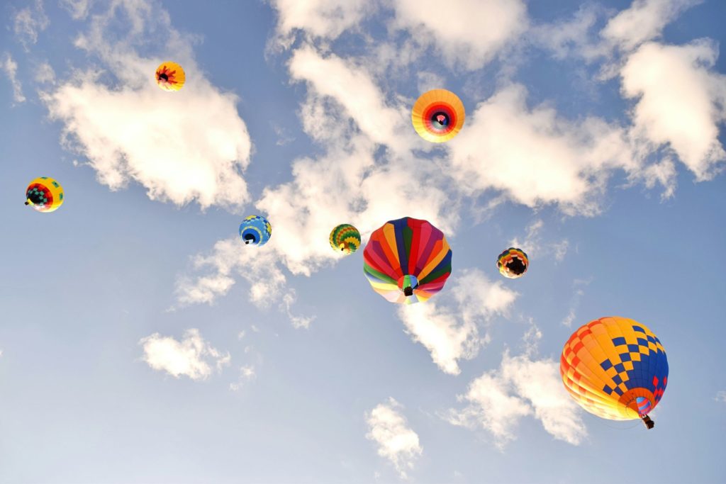 Colourful hot air balloons in the sky