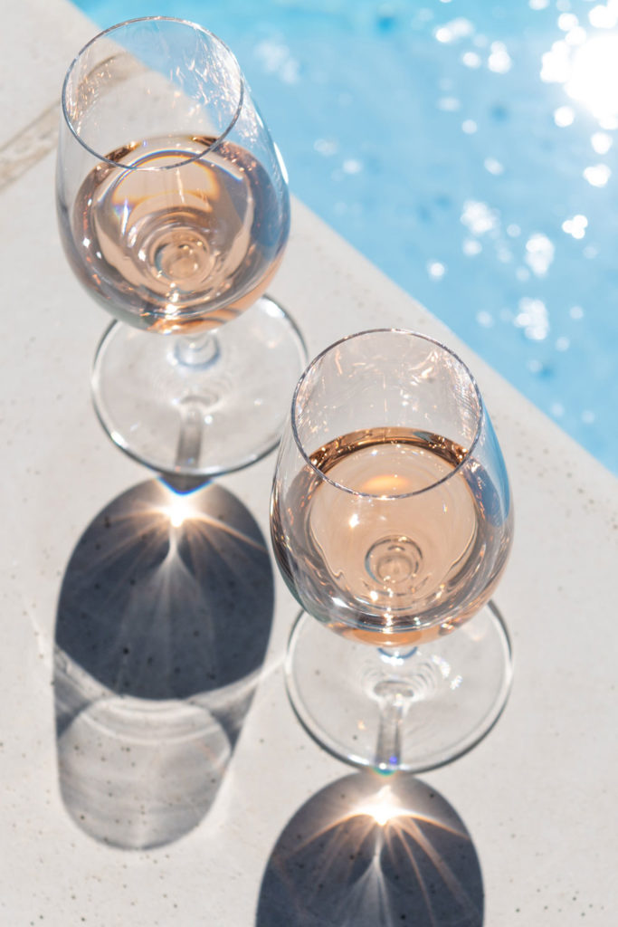 Rose wine by the pool