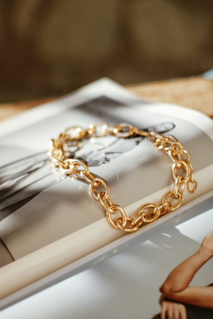 Gold chain on magazine