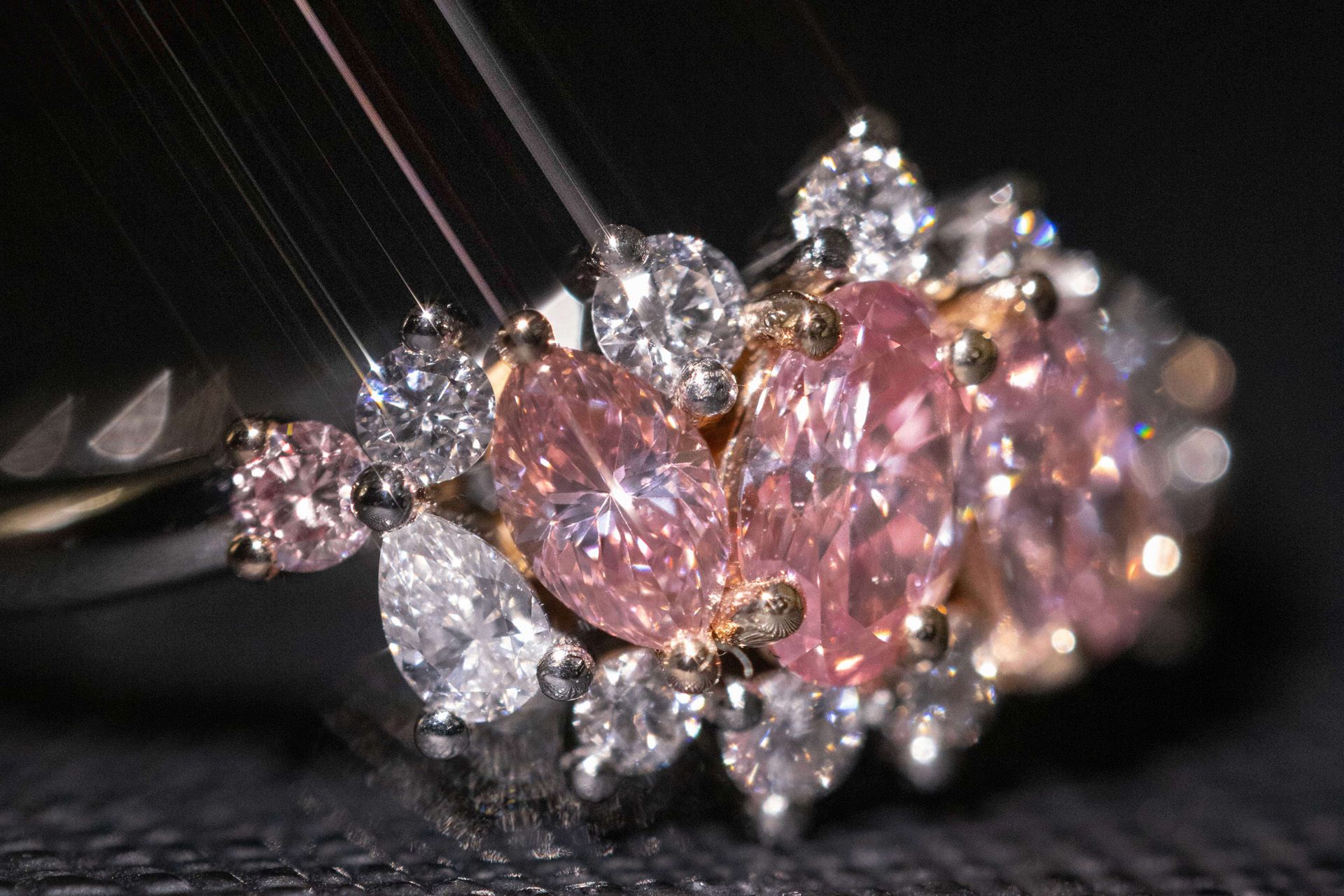 Blackacre Assymetrial pink diamond ring