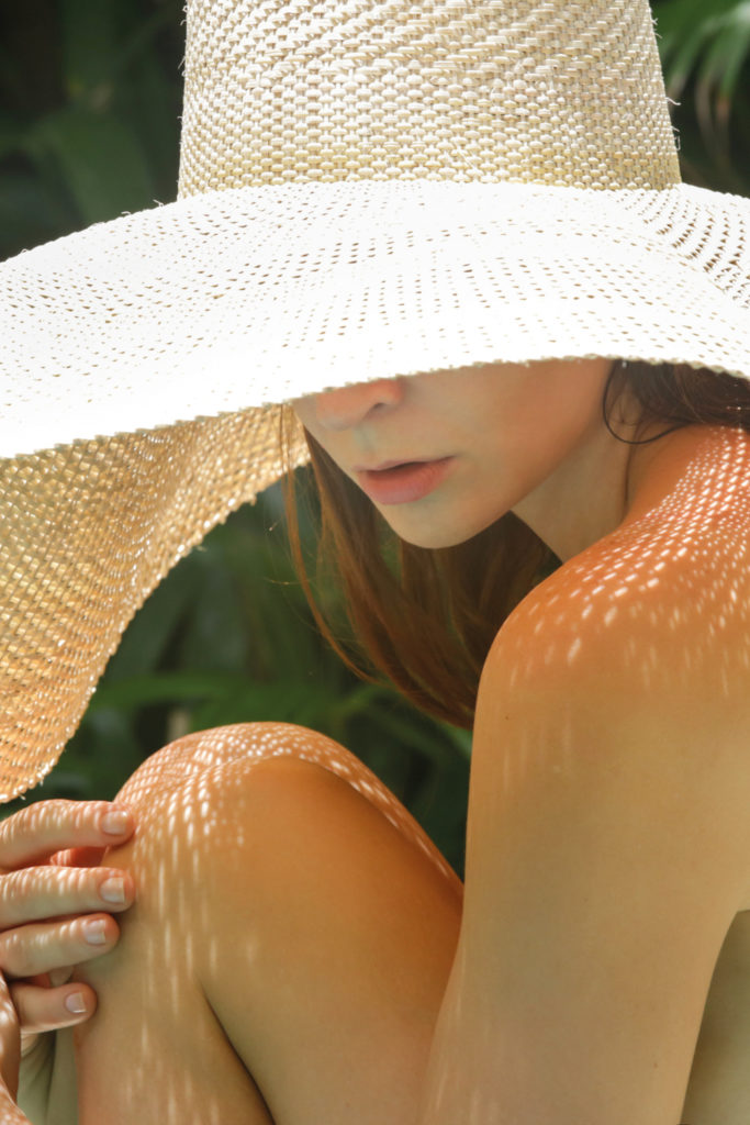 Woman in sun hat