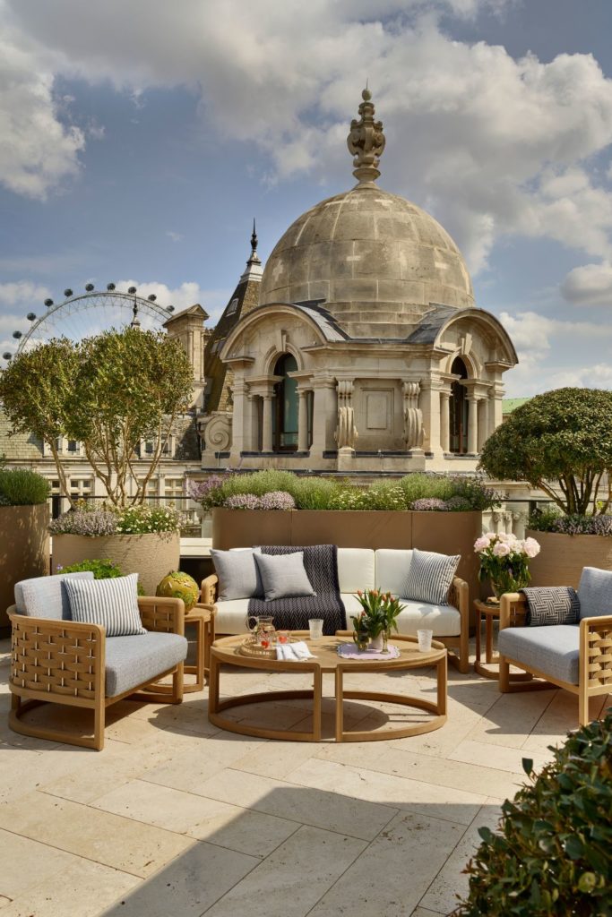 OWO penthouse terrace, with a view of the London Eye