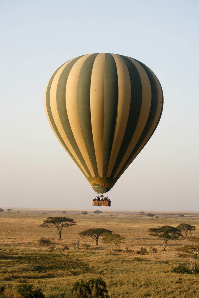 A hot air balloon over the desert