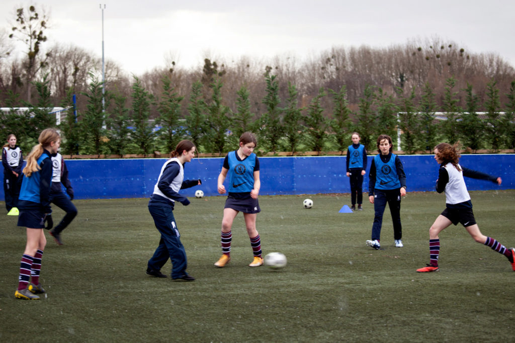 St Dunstan's pupils playing football