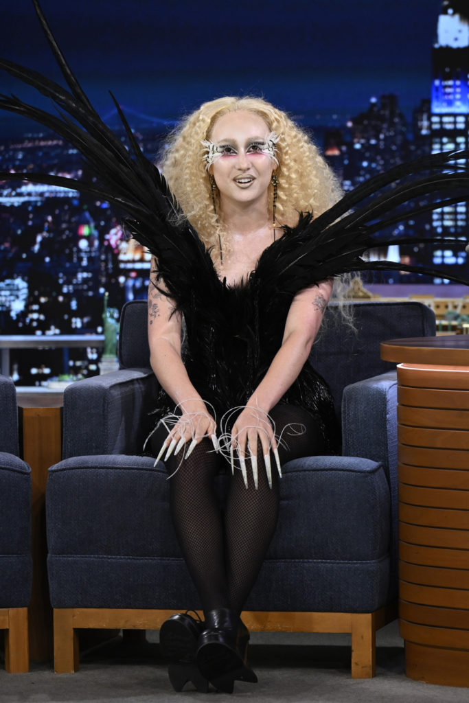 Singer-songwriter Chappell Roan during an interview with host Jimmy Fallon