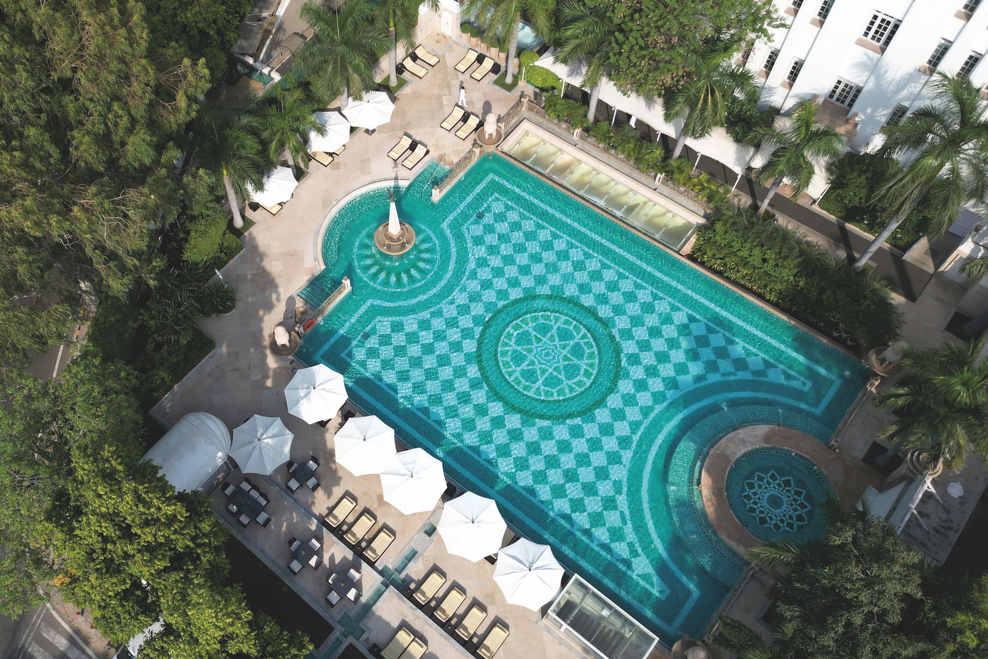 The Imperial hotel pool aerial view