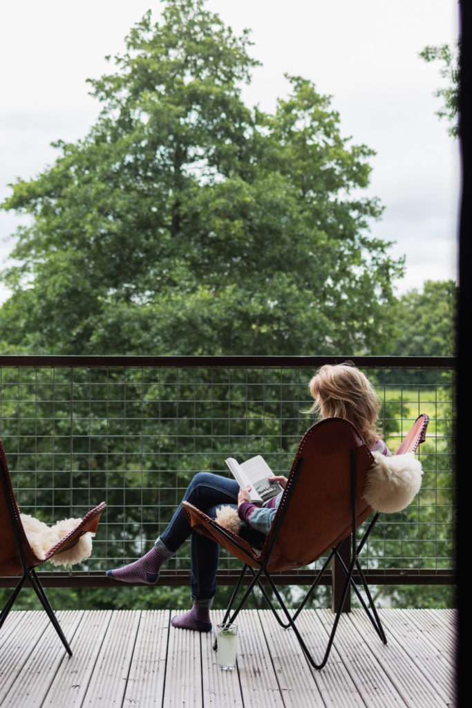 A woman reading a book