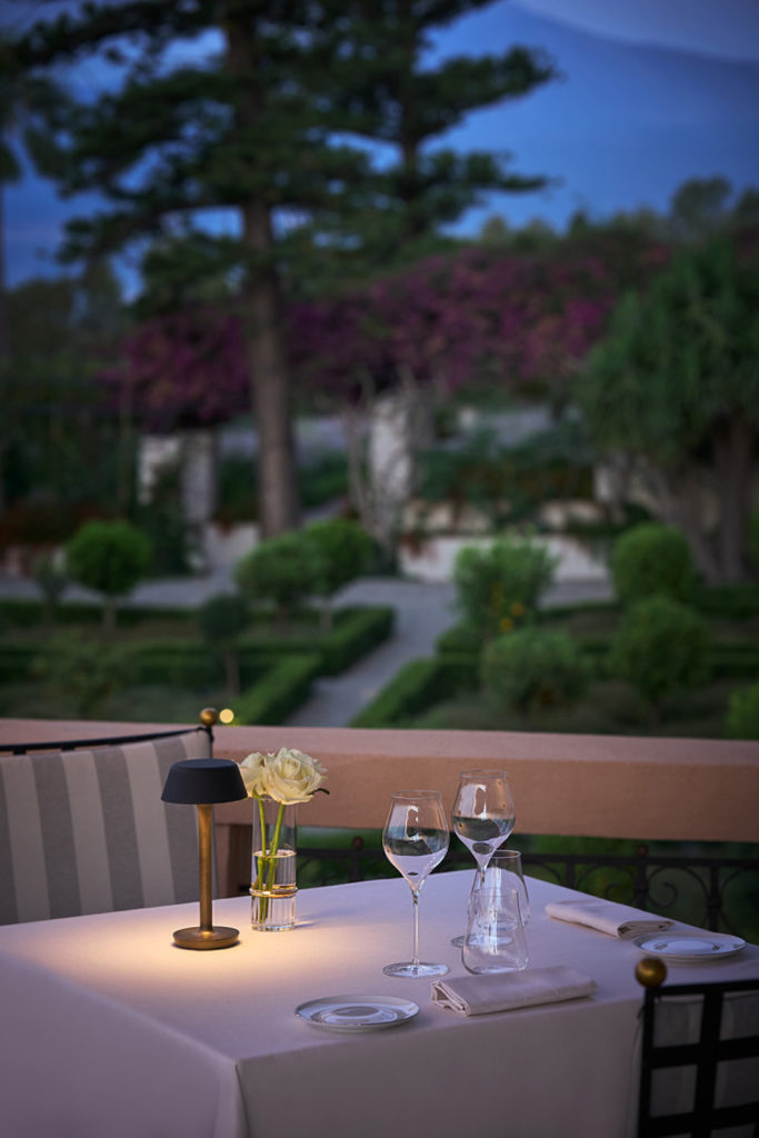 A table at Principe Cerami at dusk