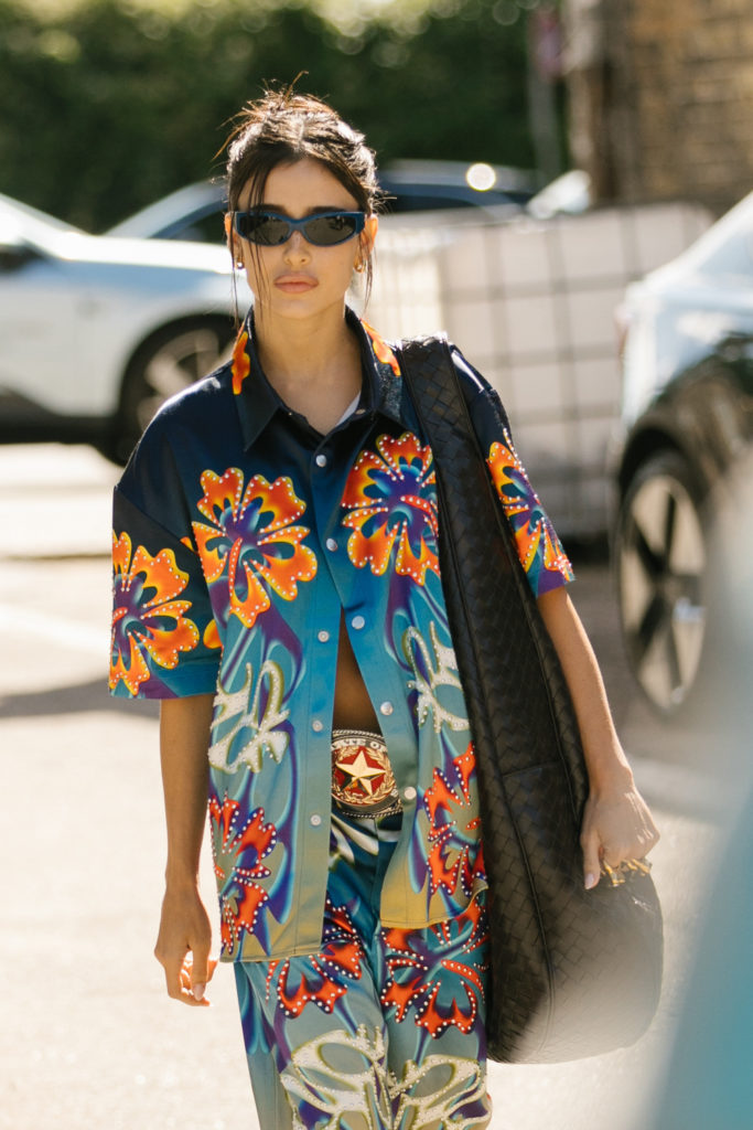 Woman with messy slick back bun