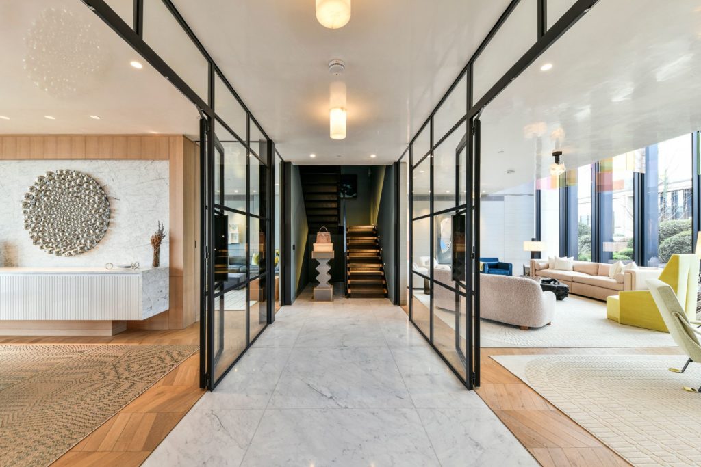 Penthouse corridor with Crittall-style windows