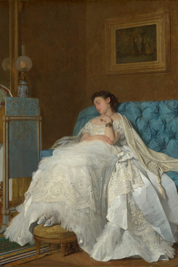 Painting of woman asleep on sofa | fashion exhibitions London 2025