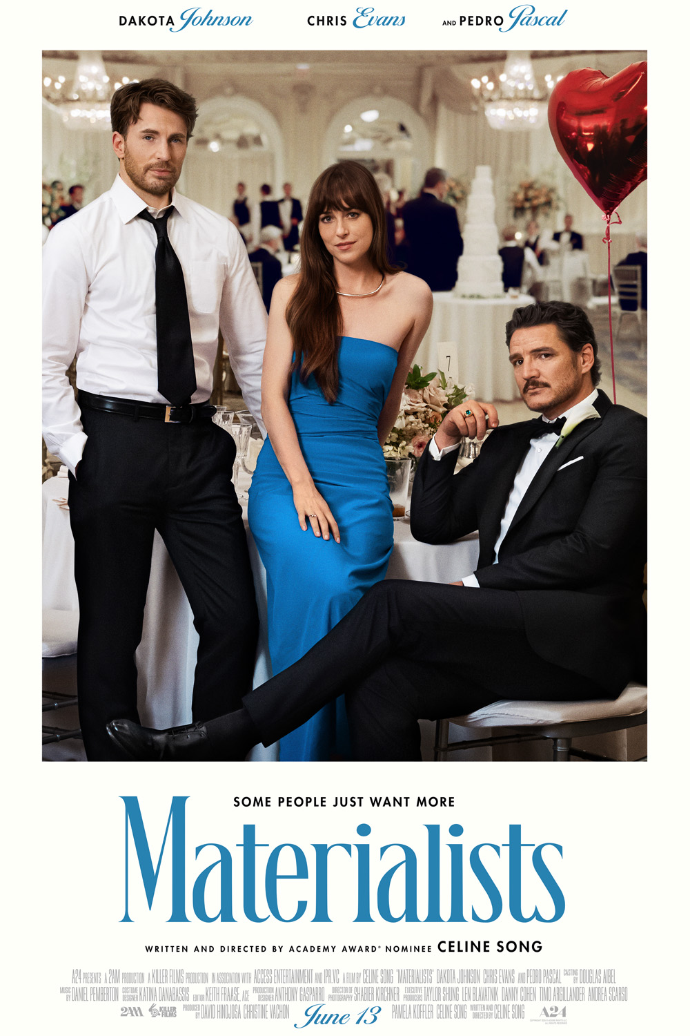 First Look At Dakota Johnson, Chris Evans & Pedro Pascal's Materialists Love Triangle